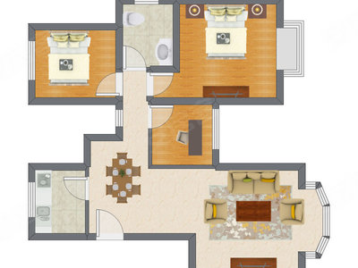 3室2厅 95.26平米户型图