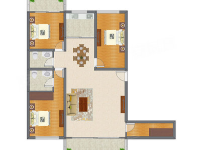 3室2厅 146.43平米户型图