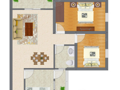 2室2厅 69.40平米户型图