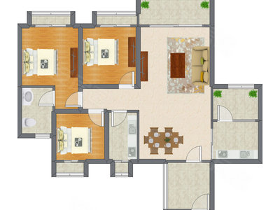 3室2厅 96.97平米