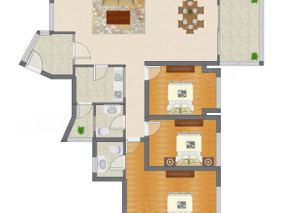 3室2厅 141.76平米户型图