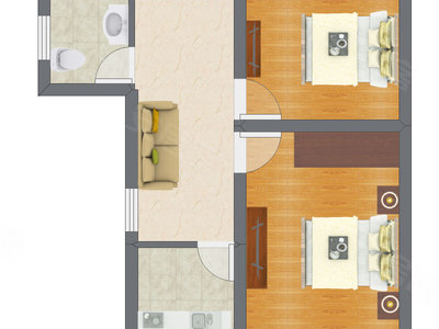 2室1厅 32.83平米户型图
