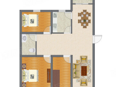 2室2厅 103.57平米户型图