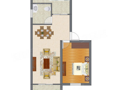 1室1厅 50.15平米