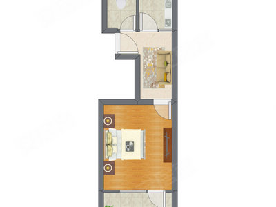 1室1厅 40.11平米户型图