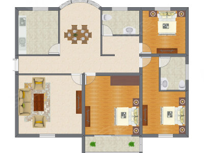 3室2厅 117.41平米户型图