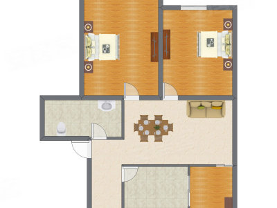 2室2厅 127.00平米