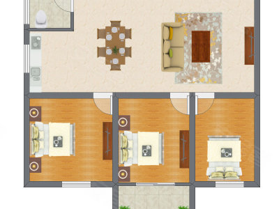 3室1厅 73.35平米