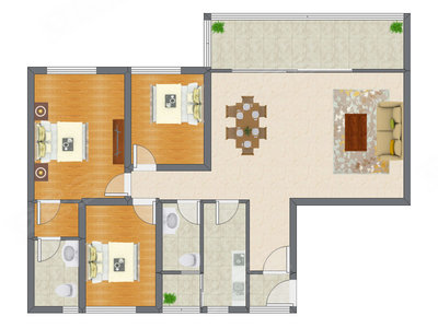 3室2厅 131.90平米
