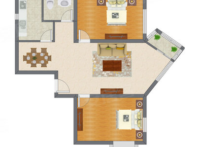 2室2厅 115.25平米户型图