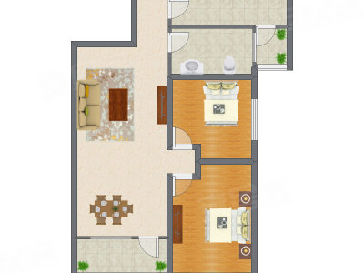 2室2厅 103.34平米户型图