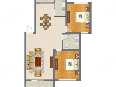 2室2厅 95.80平米户型图