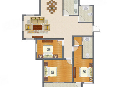3室2厅 95.11平米