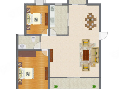 2室1厅 95.89平米