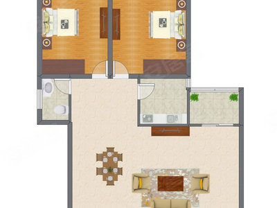 2室1厅 90.12平米