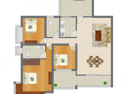 3室2厅 220.76平米户型图