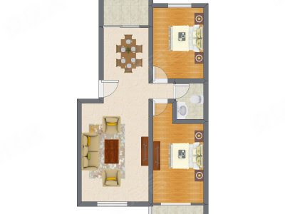 2室2厅 101.29平米户型图