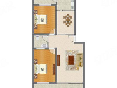 2室2厅 114.11平米户型图