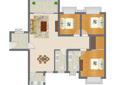 3室2厅 99.21平米