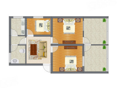 3室1厅 69.23平米