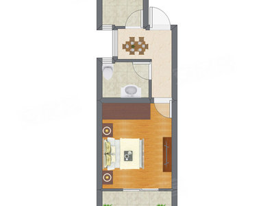 1室1厅 46.00平米户型图
