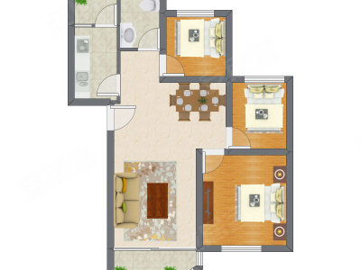 3室2厅 80.45平米户型图