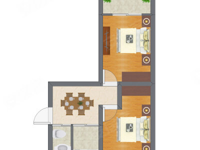 2室1厅 31.75平米