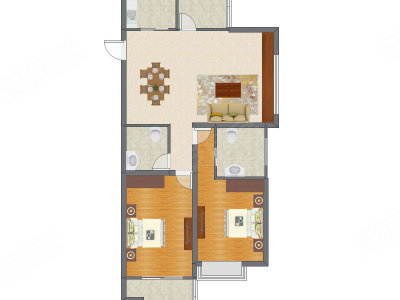 2室2厅 98.37平米户型图