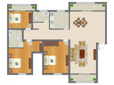 3室2厅 158.53平米户型图