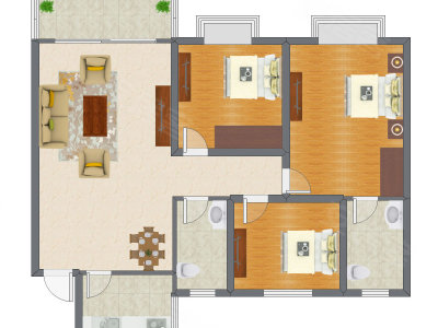 3室2厅 104.49平米