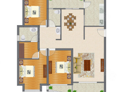 3室2厅 148.51平米户型图