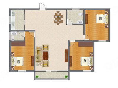 3室2厅 140.01平米户型图