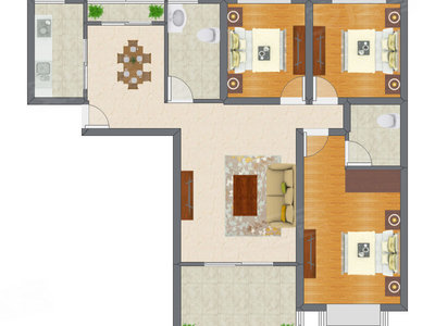 3室2厅 123.44平米