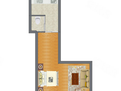 1室0厅 37.52平米户型图