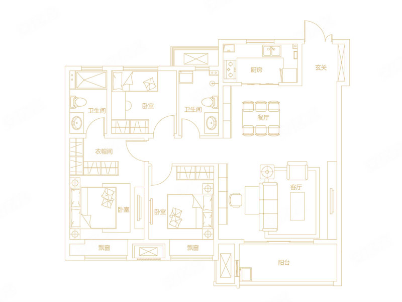 建业龙府(新房)3室2厅2卫130㎡南北83万