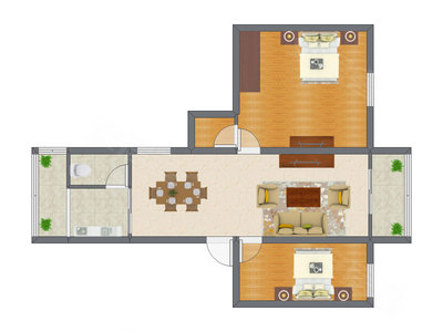 2室1厅 67.43平米户型图