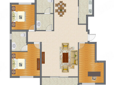 3室2厅 160.00平米户型图