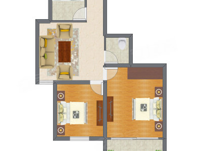 2室1厅 50.06平米户型图