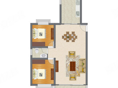 2室2厅 105.27平米