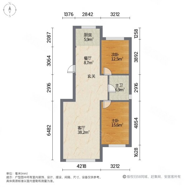 联益花园2室2厅1卫92.51㎡南北33万