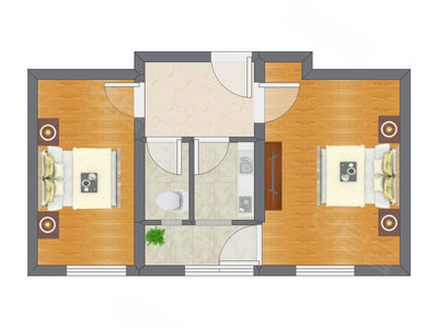 2室1厅 50.19平米