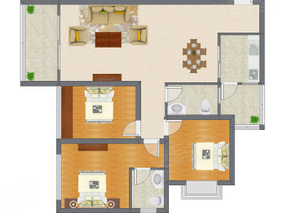 2室2厅 118.51平米户型图