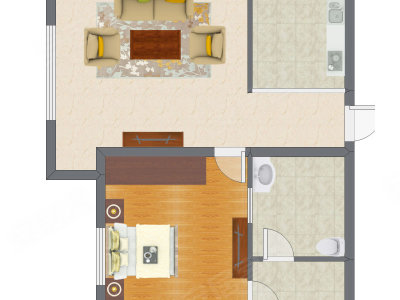 1室1厅 50.29平米
