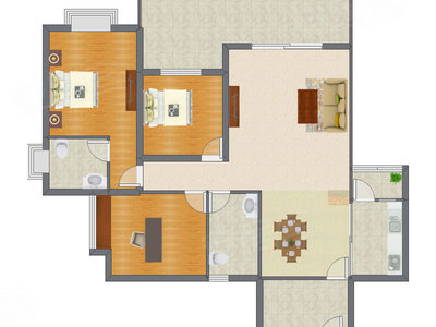 3室2厅 123.58平米
