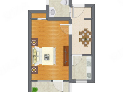 1室0厅 43.75平米户型图