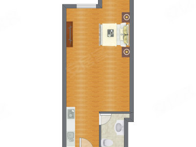 1室1厅 55.29平米户型图