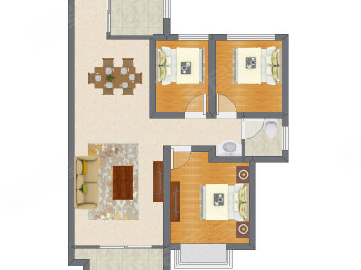 3室2厅 81.54平米户型图