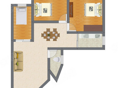 3室2厅 66.50平米