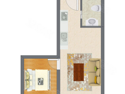 1室1厅 46.90平米户型图