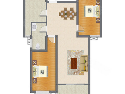 2室1厅 92.90平米户型图
